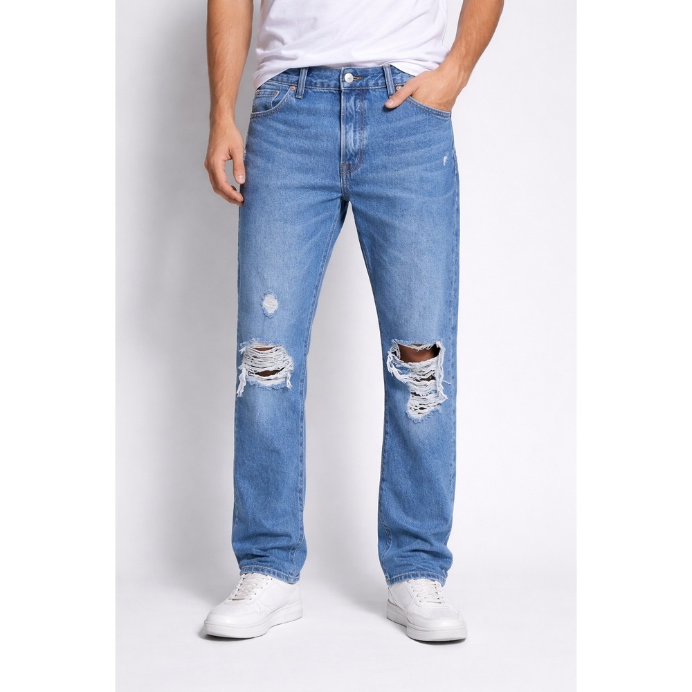 Levis 501 Distressed Light Wash Button Fly Jeans Men's 36x34